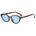 Modische Cat-Eye Sonnenbrille mit Schildpatt-Gestell und hellblauen Gläsern für Damen. - Schildpatt-Rahmen Blaue Gläser