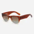 Chic thick frame square sunglasses with gradient lenses and stylish retro street style. - Polarized Lenses Style / Gradient Tea Frame Gradient Tea Lens