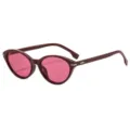 Burgunderrote Katzenauge Sonnenbrille mit rosa Gläsern, stilvolle Damenmode Brille. - Roter Rahmen Rote Gläser