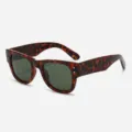 Tortoise shell chunky square sunglasses variant, retro thick frame design with dark lenses. - Polarized Lenses Style / Tortoise Frame G15 Lens