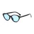 Schicke schwarze Katzenaugen-Sonnenbrille für Damen mit blauen Gläsern für den Alltag. - Schwarzer Rahmen Blaue Gläser