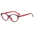 Rote Katzenauge-Brille für Damen, stilvolle Gestelle mit Blaulichtfilter Klargläsern. - Roter Rahmen Blaulichtfilter
