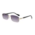 Vintage rahmenlose Sonnenbrille für Damen und Herren, lila Farbverlauf mit goldenen Bügeln. - Goldener Rahmen Schwarzes Bein Verlaufsgrün Glas