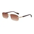 Vintage rahmenlose Sonnenbrille für Damen und Herren, braune Gläser mit Holzbügeln, schick. - Goldrahmen Holz Bügel Tee Verlaufende Gläser