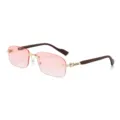 Vintage rahmenlose Sonnenbrille für Damen und Herren, rosa Farbverlauf Gläser, Gold. - Goldrahmen Holz Bügel Pink Verlaufende Gläser