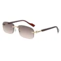 Retro rahmenlose Sonnenbrille mit braunen Gläsern und goldenen Details für Damen. - Goldrahmen Tee-Rosa Verlaufsglas