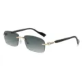 Retro rahmenlose Sonnenbrille für Damen und Herren, Vintage Grau Verlauf Gläser, Gold Look. - Goldener Rahmen Schwarzes Bein Verlaufsgrün Glas