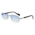 Vintage rahmenlose Farbverlauf blaue Sonnenbrille Damen Herren Retro Luxus Sonnenlass - Silberner Rahmen Farbverlauf Blau Glas