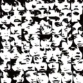Detail view of 62 black and white cartoon face graffiti stickers for journaling decor. - Black And White Face Graffiti / Pack Of 62