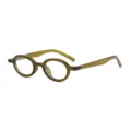 Montura de gafas ovalada pequeña retro en verde oliva, estilo elegante para mujer y hombre. - Verde oliva