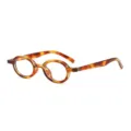 Montura de gafas ovalada carey retro para hombres y mujeres, gafas ópticas redondas vintage. - Ámbar