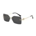 Lunettes de soleil carrées et sans monture pour femme avec branches dorées chics. - Monture Dorée Verre Gris