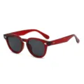 Vintage Sonnenbrille mit rotem Rahmen für Damen und Herren, klassischer UV-Schutz. - Roter Rahmen Graue Gläser