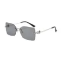 Lunettes de soleil sans monture carrées tendance pour femmes, style de luxe streetwear. - Monture Dorée Gris Clair