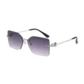 Lunettes de soleil sans monture carrées violettes dégradées avec branches en métal mode. - Monture Argentée Verre Gris Dégradé