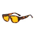 Retro thick frame rectangle cat eye sunglasses, leopard print frame with trendy yellow lenses. - Tortoise Frame Yellow Lens