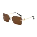 Lunettes de soleil sans monture chics pour femmes avec verres marron et branches dorées. - Monture Dorée Verre Thé