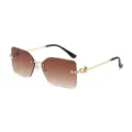 Lunettes de soleil sans monture carrées tendance avec verres dégradés et branches dorées. - Monture Dorée Verres Thé Dégradés