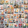 50 piezas pegatinas de graffiti de sellos vintage dibujos animados impermeables - Pegatinas de Sellos de Dibujos Animados Vintage / 50 Piezas/Paquete