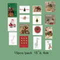 Set de tarjetas de felicitación de Navidad estilo Ins, 15 pzas postales decorativas para cuarto. - Tema de Navidad / 15 Hojas