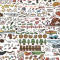 Hoja de pegatinas decorativas de línea divisoria de garabatos de dibujos animados. - 50 Piezas/Paquete