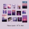Set of 15 purple aesthetic decorative postcards wall art cards for bedroom room decor - Purple Reverie / 15 Pieces/Pack