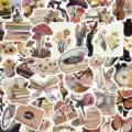50pcs vintage aesthetic stickers pack retro journaling scrapbooking decorative waterproof decals - Aesthetic Flower Collection (PMS076)