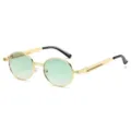 Lunettes de Soleil Rondes Steampunk Vintage Cadre Metal Retro Hommes Femmes Mode Vert - Monture Dorée Verre Vert