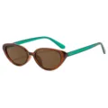 Retro Katzenaugen Sonnenbrille mit braunem Gestell und grünen Bügeln für Damen Mode. - Tee Rahmen Tee Gläser