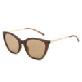 Retro Katzenaugen Sonnenbrille für Damen, großer Rahmen mit UV-Schutz und goldenen Metallbügeln. - Tee Rahmen Tee Gläser