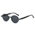 Lunettes de soleil rondes steampunk pour hommes et femmes, style rétro métal hip-hop. - Monture Noir Brillant Verres Gris