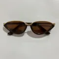 Retro cat-eye half-frame sunglasses for women and men, stylish brown lenses with gold frame. - Coffee Frame Tea Lens