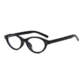Schwarze ovale Kleinformat Brille mit schicken Nieten, Vintage Mode Brillenaccessoire. - Schwarzer Rahmen Anti-Blaulicht
