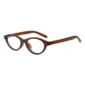 Modische braune Katzenauge Sonnenbrille für Damen, vintage ovale Brille mit Nieten. - Tee-Rahmen Anti-Blaulicht