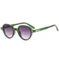 Green round frame sunglasses with gradient lenses, stylish retro eyewear for men and women. - Transparent Green Frame Double Grey Lens
