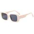 Retro dick gerahmte quadratische Sonnenbrille in Beige, trendige klobige UV-Schutz Brille. - Beigefarbener Rahmen Graue Linse
