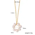 Gold stainless steel pearl flower pendant necklace with adjustable chain and elegant style. - Pearl Flower Ring Style (CK1998-3)