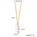Detailed view of the gold chain pearl pendant necklace showing precise product dimensions. - Three-Pearl Hanging Style (CK1998-2)