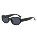 Klassische schwarze ovale Sonnenbrille für Damen und Herren, Retro Y2K Stil Brille. - Schwarzer Rahmen Graue Gläser