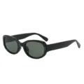 Lunettes de soleil ovales noires classiques pour femmes et hommes, monture épaisse. - Monture Noire Verre Vert