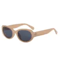 Klobige ovale Sonnenbrille in Hellbraun, modischer koreanischer Retro Sonnenschutz für Damen. - Tee-Rahmen Graue Gläser