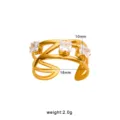 Gold-plated geometric open ring with sparkling square cubic zirconia, stylish jewelry - Cross Geometric Style (CK2525) / Gold