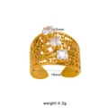 Cross-border titanium steel geometric hollow ring, niche high-end design versatile diamond ring. - Geometric Hollow Style (CK1856) / Gold