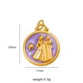 Stainless steel 18k gold plated enamel Gemini zodiac pendant necklace jewelry accessory 20mm - Gemini Constellation Pendant
