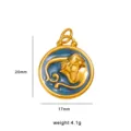 Gold-plated stainless steel zodiac pendant with blue enamel, stylish 18k jewelry for women - Virgo Zodiac Pendant