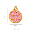 Libra zodiac stainless steel 18k gold plated enamel pendant necklace charm accessory. - Libra Zodiac Pendant