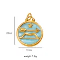 Stainless steel 18K gold plated blue enamel Sagittarius zodiac pendant necklace accessory. - Sagittarius Zodiac Pendant