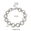 Stainless steel geometric O-chain bracelet or necklace with extension chain and lobster clasp. - Steel Color Irregular O-Chain Bracelet (CK1777) / 19 Plus 5cm (12mm)
