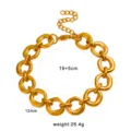 Chunky gold stainless steel chain bracelet with geometric O-links and extension chain. - Gold Irregular O-Chain Bracelet (CK1777) / 19 Plus 5cm (12mm)