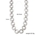 Fashion stainless steel irregular O-chain necklace 45+5cm geometric jewelry for women. - Steel Color Irregular O-Chain Necklace (CK1778) / 45 Plus 5cm (12mm)